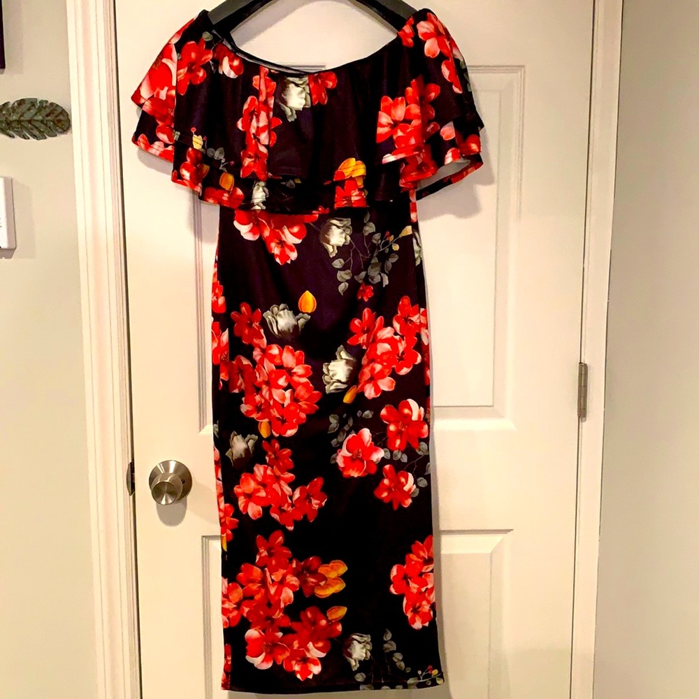 Strapless Floral Dress